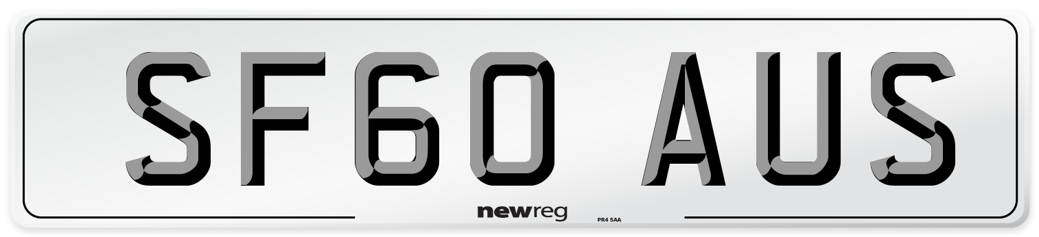 SF60 AUS Number Plate from New Reg